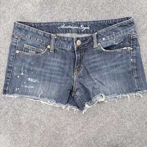 American Eagle Outfitters Women's Blue Denim Shorts size1 0 paint splatter